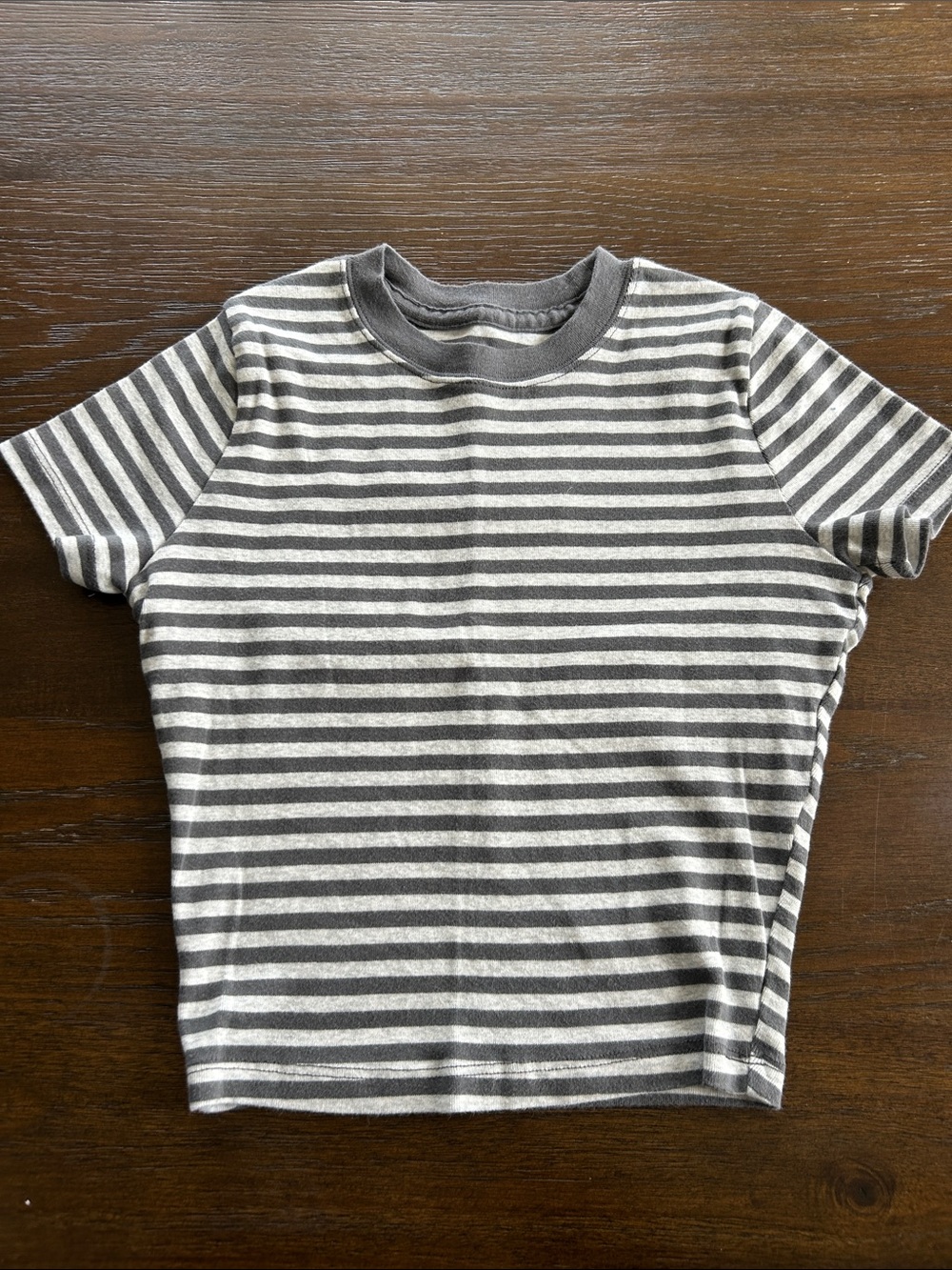 Hollister Gray & White Striped Short Sleeve Tee